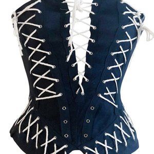Women's Blue Sweetheart Tie Me Up Corset Top